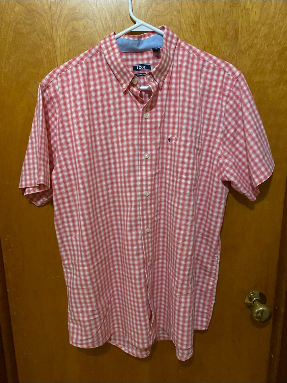 Izod Pink Gingham Short-Sleeve Button-Down Shirt